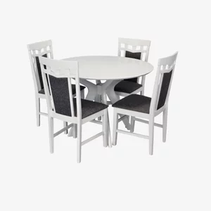 Image Set de sufragerie Evelin Raffles Round White + 4 Deepa R White/NV-10WP Grey