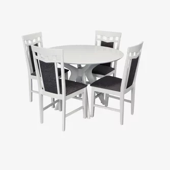Обеденный набор Evelin Raffles Round White + 4 Deepa R White/NV-10WP Grey