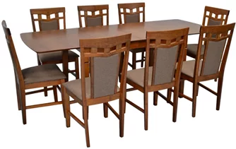 Set de bucătărie Evelin HV-27V Burnish oak + 8 scaune Deepa R Burnish oak/Ekea12 Dark Brown