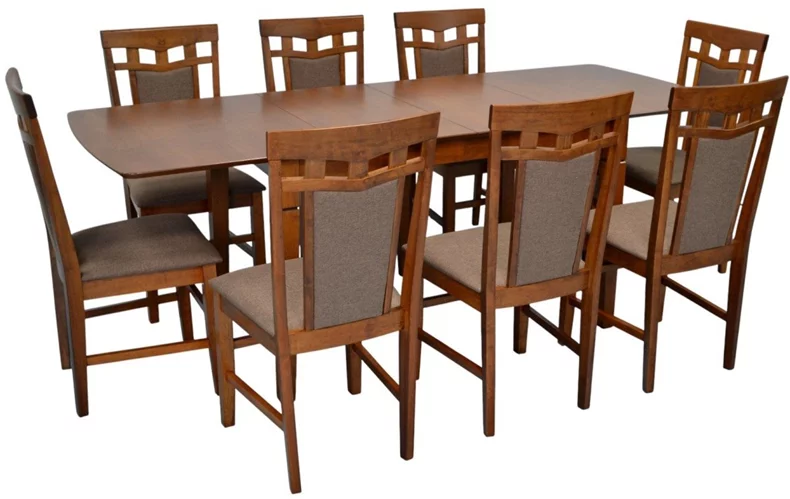 Image Set de bucătărie Evelin HV-27V Burnish oak + 8 scaune Deepa R Burnish oak/Ekea12 Dark Brown