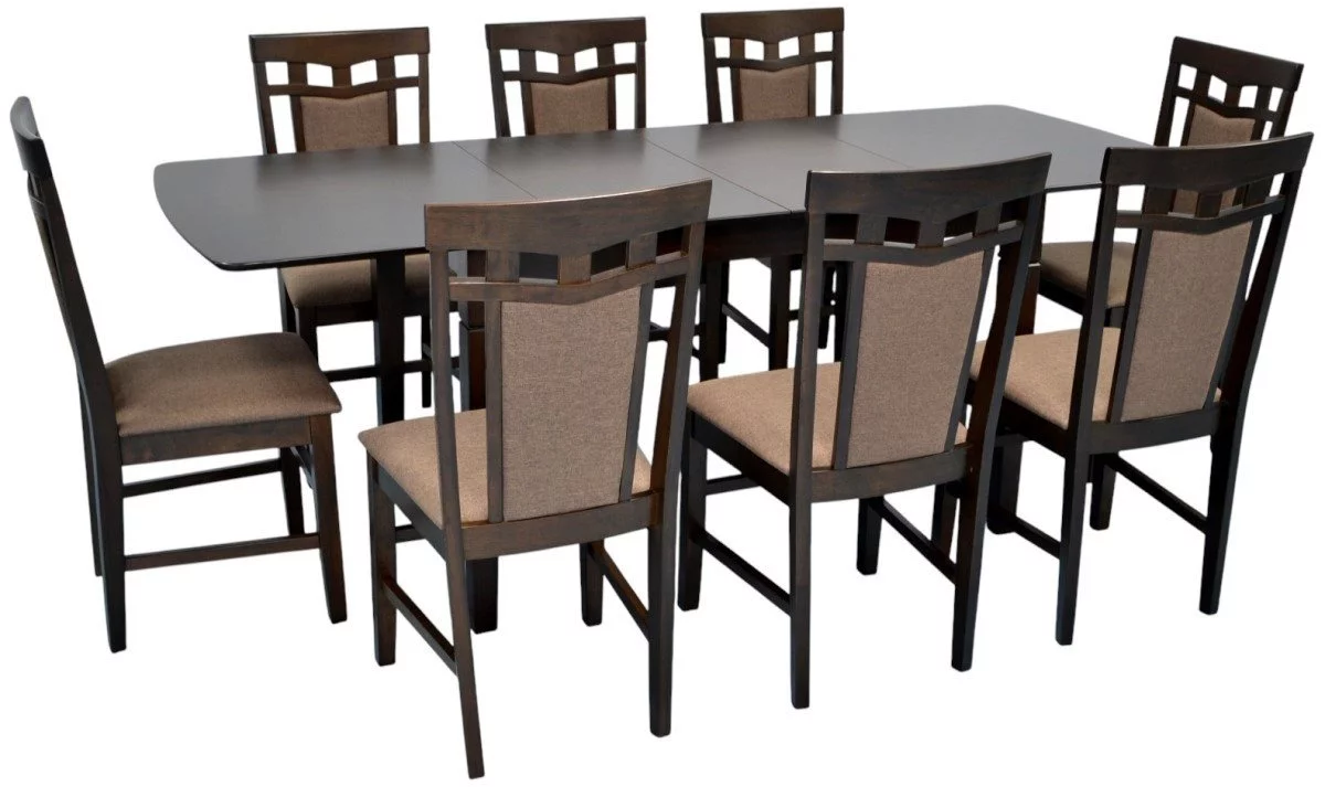 Set de bucătărie Evelin HV-27V Chocolate + 8 scaune Deepa R Chocolate/Ekea12 Dark Brown