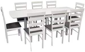 Image Set de bucătărie Evelin HV-27V White + 8 GLORIA scaune White/NV-10WP Grey