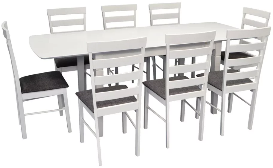 Image Set de bucătărie Evelin HV-27V White + 8 GLORIA scaune White/NV-10WP Grey