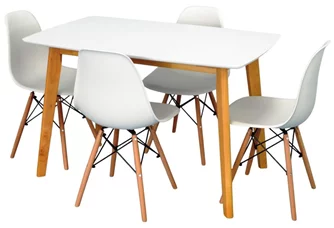 Set de bucătărie Evelin COOPER White/Bella beech + 4 scaune LC-021 White