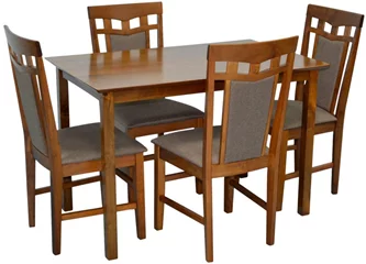 Комплект для кухни Evelin GLORIA Burnish oak + 4 стула Deepa R  Burnish oak/Ekea12 Dark Brown