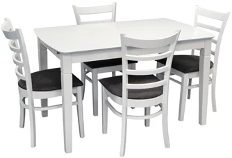 Комплект для кухни Evelin HV-27V White + 4 стула COCO White/NV-10WP Grey