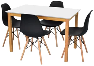 Image Комплект для кухни Evelin GLORIA White/Bella beech + 4 стула LC-021 Black