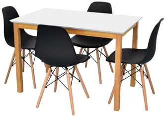 Set de bucătărie Evelin GLORIA White/Bella beech + 4 scaune LC-021 Black