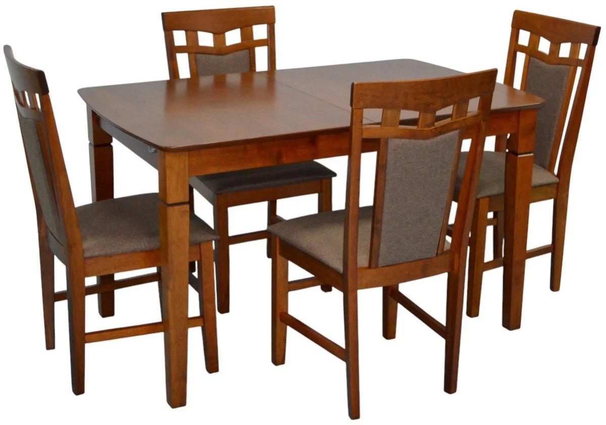 Set de bucătărie Evelin HV-27V Burnish oak + 4 scaune Deepa R Burnish oak/Ekea12 Dark Brown