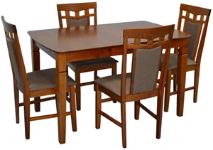 Image Set de bucătărie Evelin HV-27V Burnish oak + 4 scaune Deepa R Burnish oak/Ekea12 Dark Brown