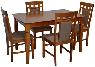 Комплект для кухни Evelin HV-27V Burnish oak + 4 стула Deepa R Burnish oak/Ekea12 Dark Brown