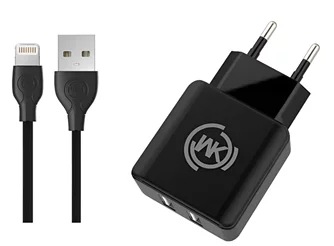 Încărcător WK Design + cablu Lightning, Black