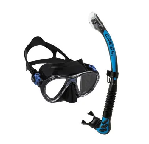 Set masca+tub inot BIG EYES+ALPHA black/blue