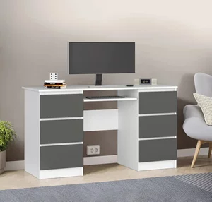Image Компьютерный стол Akord A-11 135см 6SZ White/Graphite Grey