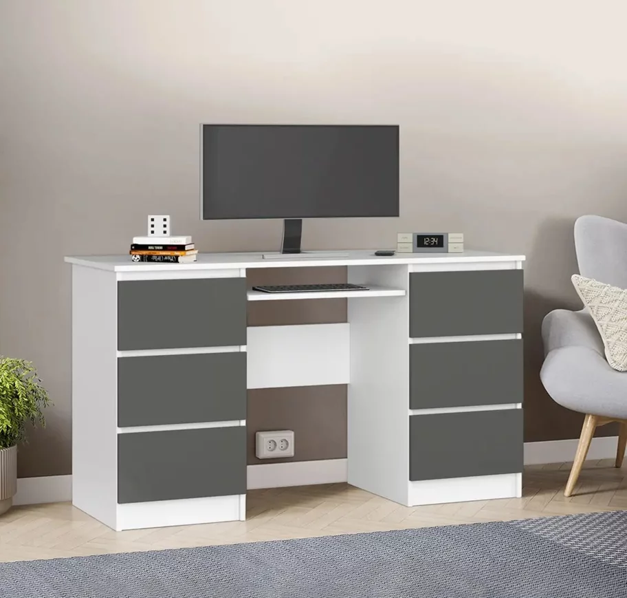 Image Компьютерный стол Akord A-11 135см 6SZ White/Graphite Grey