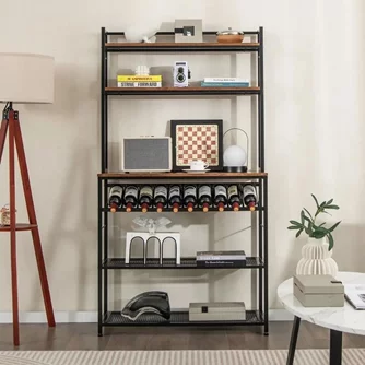 Стеллаж Costway KC53460CF Rustic Brown/Black