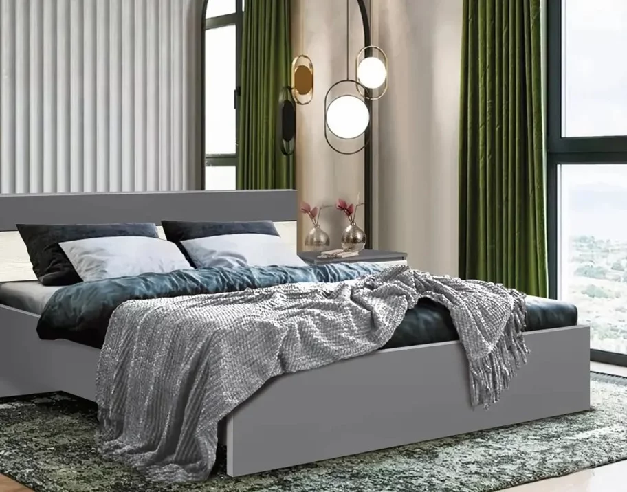 Image Кровать Modern Komfi 160x200 Slate Gray/Craft Oak White