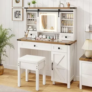 Image Туалетный столик с табуретом Costway HU10924DE-WH+ White