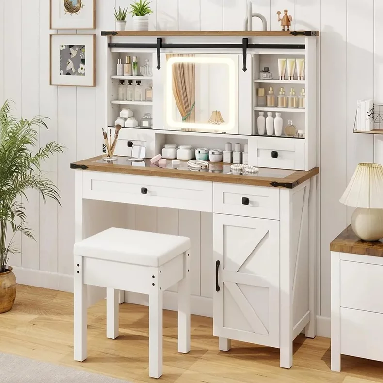 Image Туалетный столик с табуретом Costway HU10924DE-WH+ White