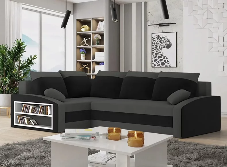 Image Диван угловой Magnifico Meble Grande Left Shelf Bonell Left (Grey/Black)