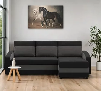 Canapea colțar Magnifico Meble Orion LL Bonell Right Black/Grey