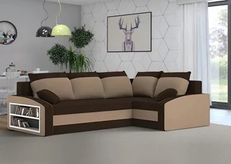 Canapeaua colțar Magnifico Meble Grande Left Shelf Brown/Cappuccino