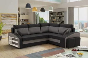 Image Диван угловой Magnifico Meble Grande LShelf/RPuffs Bonell Mikrofaza 15/27 R Black/Grey
