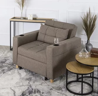 Fotoliu extensibil Mebel Elite Solor Beige/Natural Oak