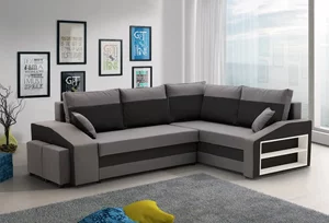 Image Диван угловой Magnifico Meble Grande RShelf/LPuffs Bonell Mikrofaza 27/15 RGrey/Black