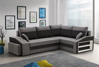 Диван угловой Magnifico Meble Grande RShelf/LPuffs Bonell Mikrofaza 27/15 RGrey/Black