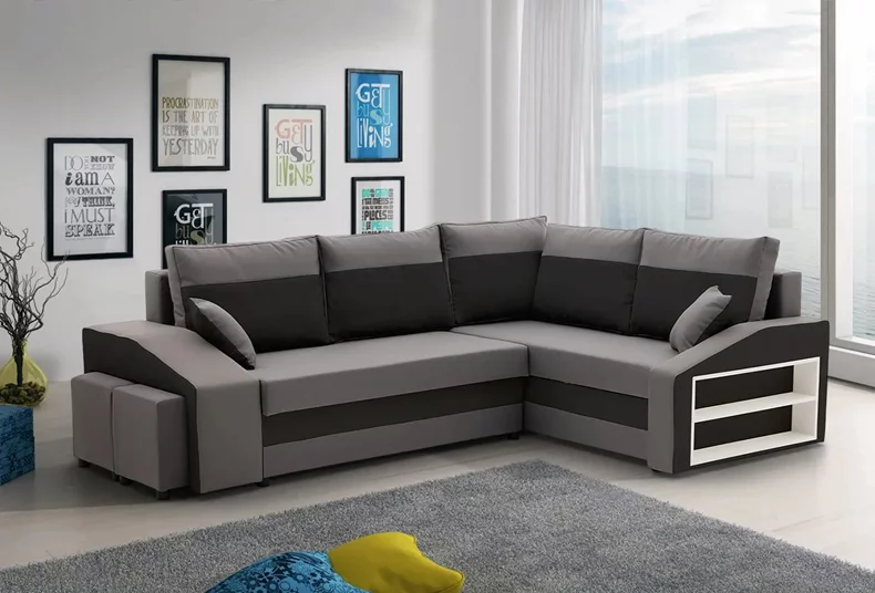 Image Диван угловой Magnifico Meble Grande RShelf/LPuffs Bonell Mikrofaza 27/15 RGrey/Black