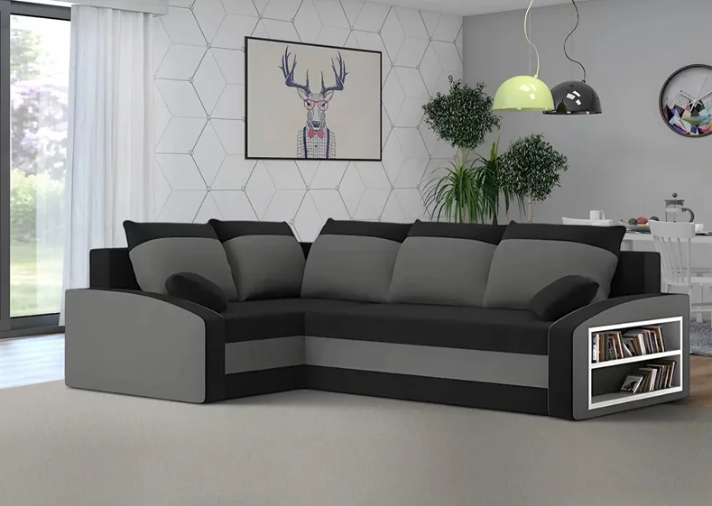 Image Диван угловой Grande RShelf Bonell Mikrofaza 15/27 L Black/Grey