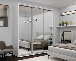 Image Dulap cu uși glisante Nex Home, Oglinda,  220x60 Alb
