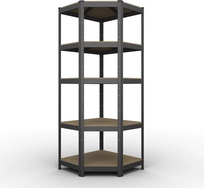 Image Стеллаж Nex Budget угловой, 1800x900x400x705 mm, 5 полок, Antracit