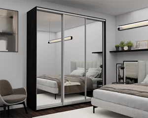 Image Dulap cu uși glisante Nex Home Oglindă 220x60x240 cm Carbon