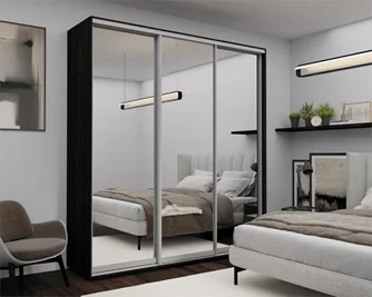 Dulap cu uși glisante Nex Home Oglindă 220x60x240 cm Carbon