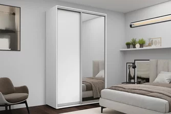Dulap cu uși glisante Nex Home, Oglinda , Alb 200x60x220 cm