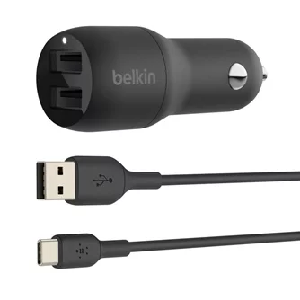 Încărcător Belkin Dual 2хUSB-A - USB-C 24W, 1m, Black