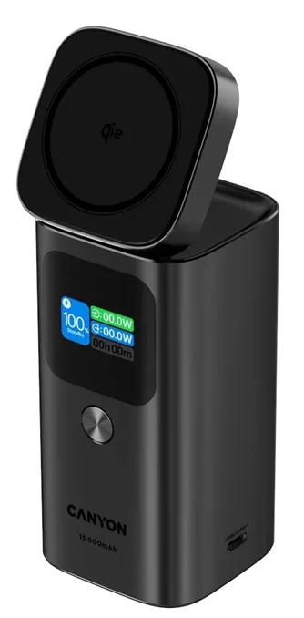 Беспроводная зарядка CANYON Qi2 OnPower 150 15000mAh Dark grey