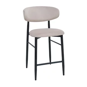 Image Scaun de Bar Meridian Catifea Beige (HLR7) + Black Legs
