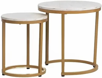 Set de masute de cafea Signal Hola White Marble/Gold