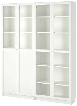 Image Книжный шкаф Ikea Billy/Oxberg стеклянные двери 160x30x202 (Белый)