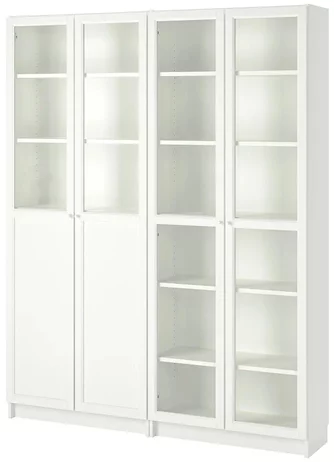 Книжный шкаф Ikea Billy/Oxberg стеклянные двери 160x30x202 (Белый)