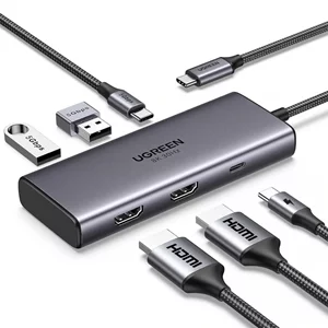 Image Adaptor UGREEN  USB-C 6in1 HUB CM498, Space Gray