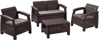 Set mobilier de grădină Heniver Novara 2+1+1+T, Brown