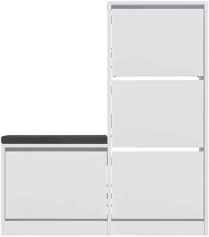 Image Bancă cu dulap pentru încălțăminte Mirage Meble Dude White