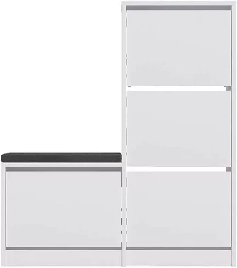 Bancă cu dulap pentru încălțăminte Mirage Meble Dude White