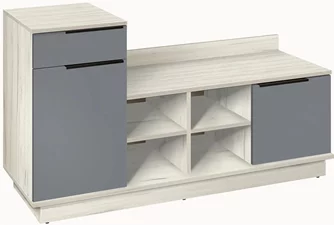 Bancă cu dulap Modern Visit New 122cm Craft Oak White/Slate Grey