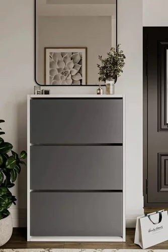 Dulap pentru încălțăminte Bofigo 3D White/Anthracite
