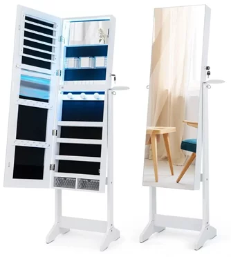 Шкаф-зеркало для украшений Costway JV11025WH White